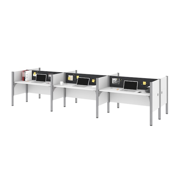 Bestar Bestar Pro-Biz 183W 6-Person Office Cubicles with Gray Tack Boards and Low Privacy Panels in white 100873CG-17 - main